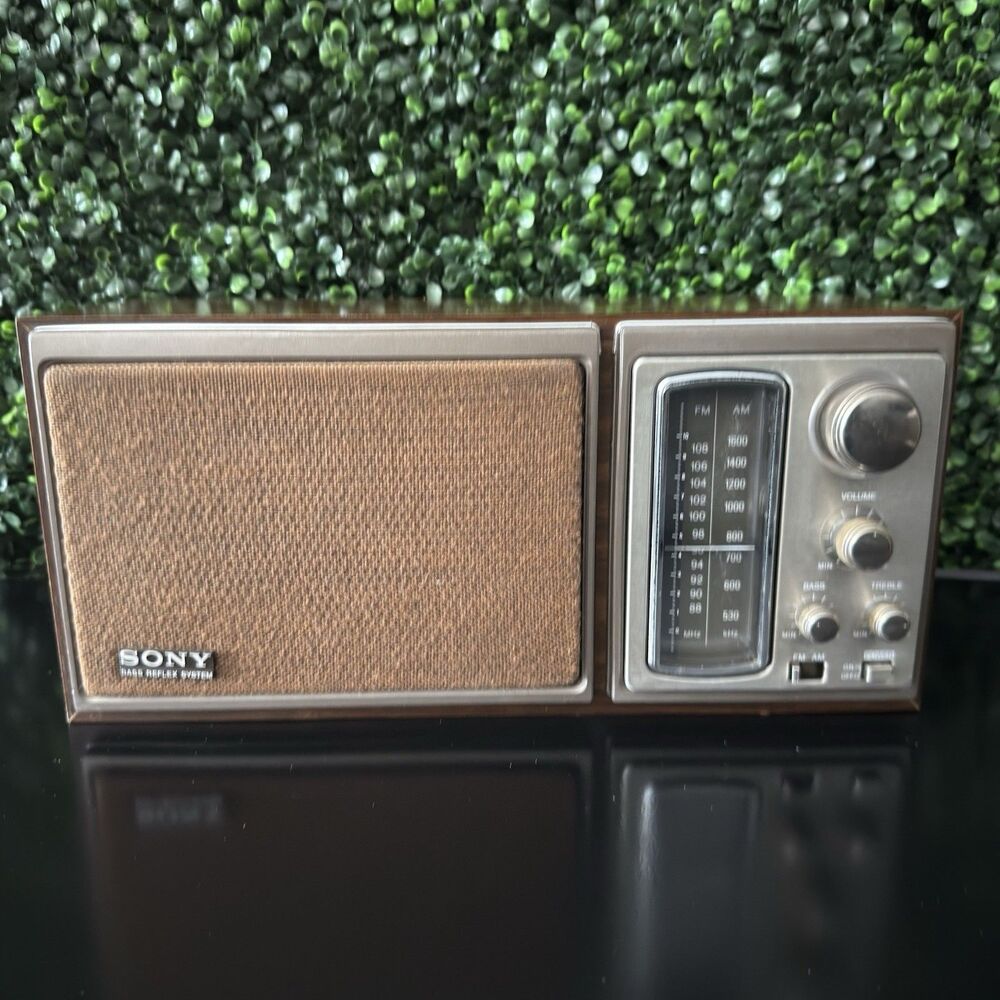 Vintage Sony ICF-9580W AM/FM 2 Band Bass Reflex Table Radio Wood  Tested Working